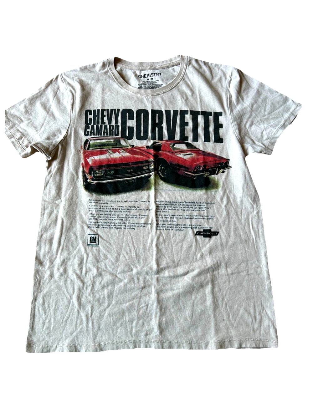VTG Chevy Camaro Corvette T-Shirt Med Classic Cars Muscle VTG Red Retro 70s Top